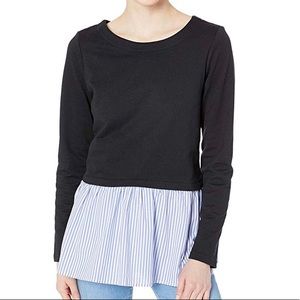 Nicole Miller Studio Womens French Terry Combo Top